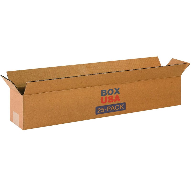 BOX USA Shipping Boxes 24"L x 4"W x 4"H 25-Pack Long Corrugated Boxes for Moving, Shipping, Mailing, Packing, Packaging and Storage - Image 1