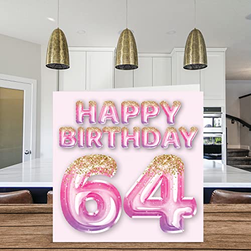 Stuff4 64th Birthday Card for Women - Pink & Purple Glitter Balloons - Happy Birthday Cards for 64 Year Old Woman Mum Nanny Grandma Gran Auntie, 145mm x 145mm Sixty-Four Sixty-Fourth Bday Greeting Cards Gift - Image 3