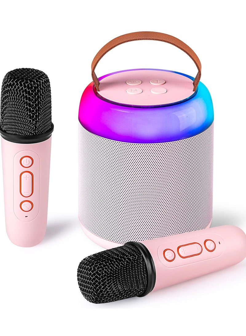 Mini Karaoke Machine with 2 Wireless Microphones for Kids Adults, Portable Bluetooth Speaker Toy for 2-12 Years Old Girls and Boys, Perfect for Birthday Gift and Home Party - Image 1