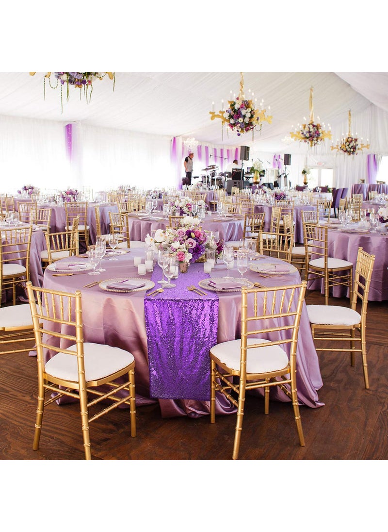 yuboo yuboo Purple Sequin Table Runners  6 Pack Glitter 12x72 Inches Rectangle Table Cloth for Women Girls' Birthday/ Wedding/Bridal Baby Shower/Halloween Purple Graduation Party Theme Decorations  - Image 3