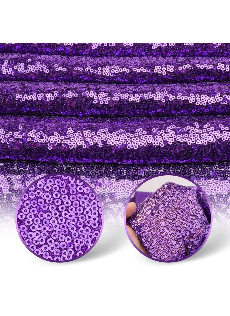 yuboo yuboo Purple Sequin Table Runners  6 Pack Glitter 12x72 Inches Rectangle Table Cloth for Women Girls' Birthday/ Wedding/Bridal Baby Shower/Halloween Purple Graduation Party Theme Decorations  - Image 5