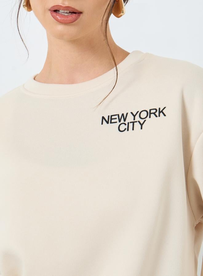 Styli Beige Relaxed Fit Crew Neck Sweatshirt - Image 3