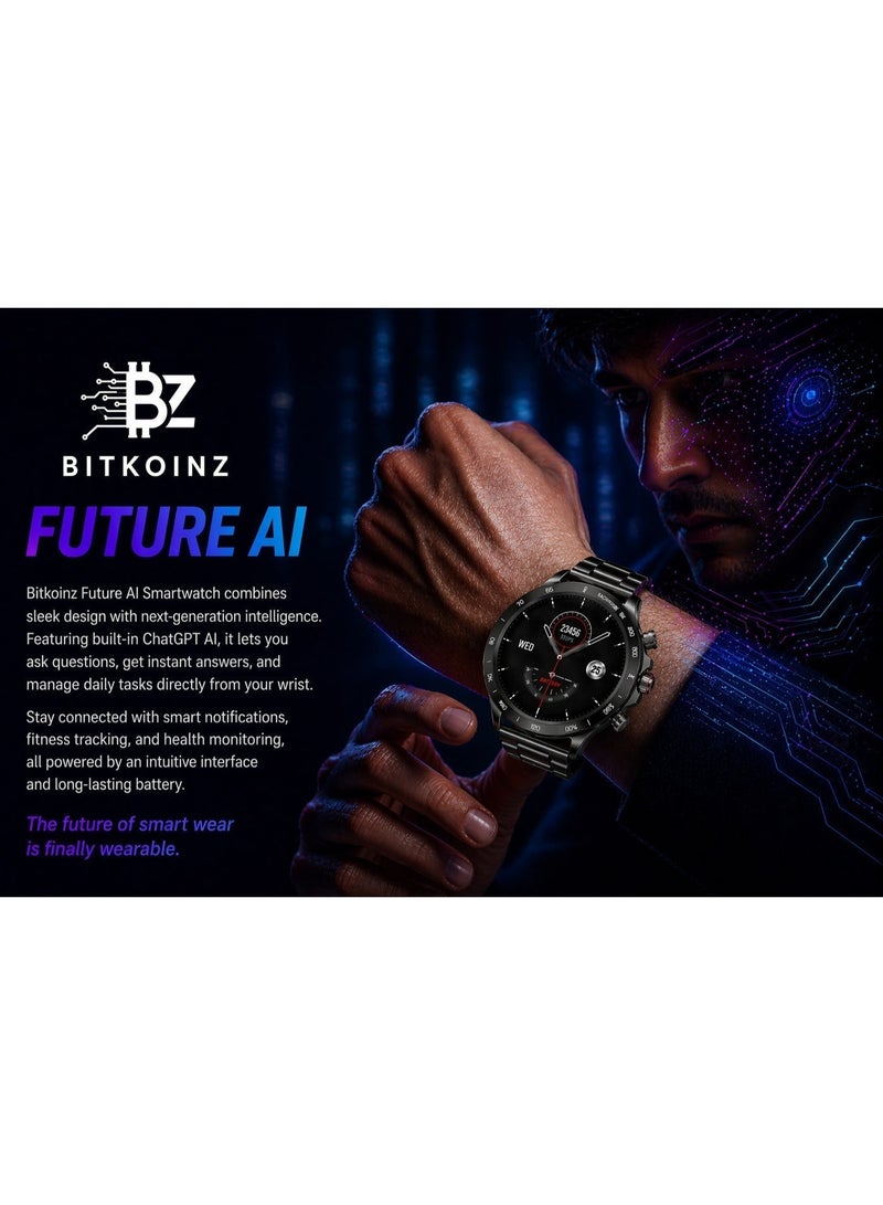 بيتكوينز Bitkoinz Future AI - ساعة ذكية بالذكاء الاصطناعي، مدعومة بـ ChatGPT، شاشة AMOLED بحجم 1.43 بوصة، عمر بطارية يصل إلى 7 أيام، مقاومة للماء بمعيار IP68 - Image 3