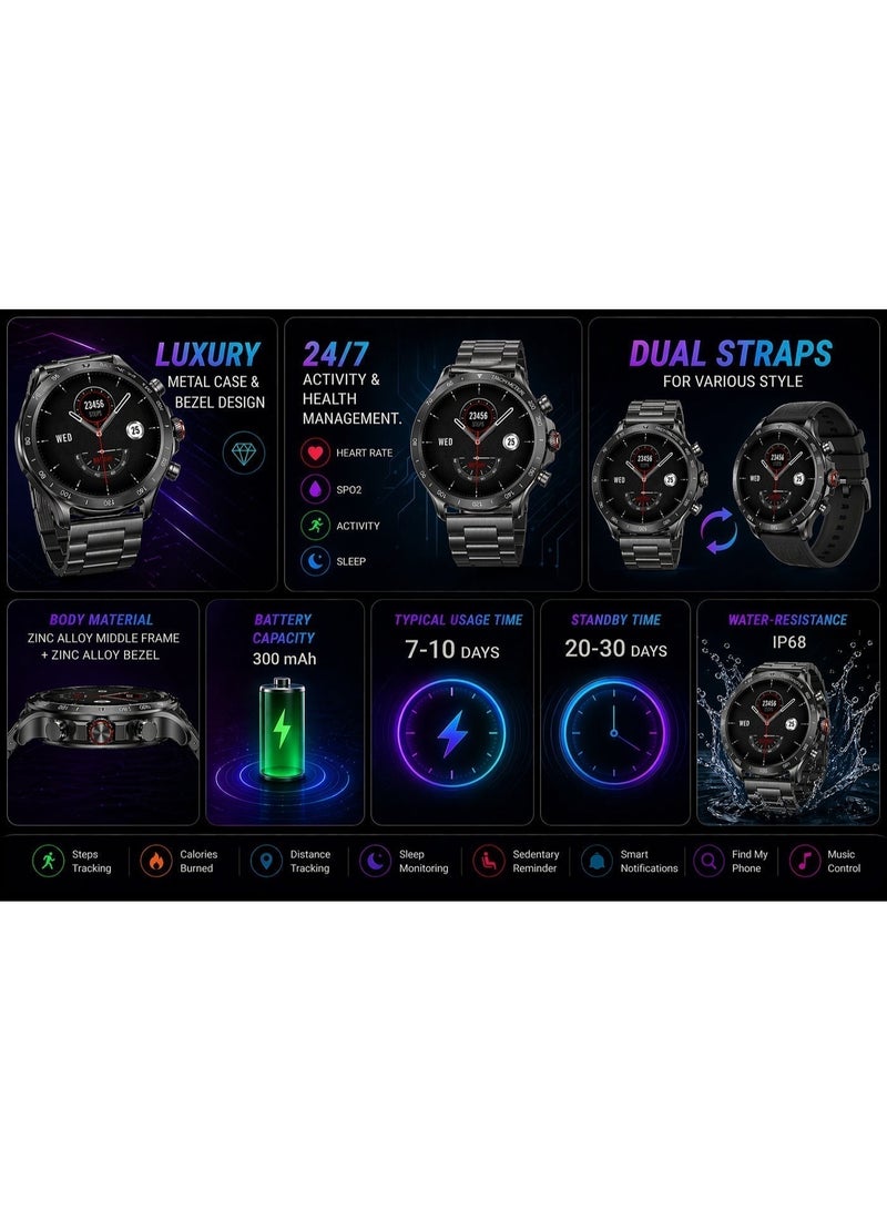 بيتكوينز Bitkoinz Future AI - ساعة ذكية بالذكاء الاصطناعي، مدعومة بـ ChatGPT، شاشة AMOLED بحجم 1.43 بوصة، عمر بطارية يصل إلى 7 أيام، مقاومة للماء بمعيار IP68 - Image 5