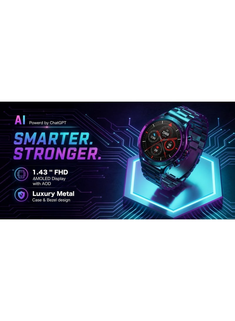 بيتكوينز Bitkoinz Future AI - ساعة ذكية بالذكاء الاصطناعي، مدعومة بـ ChatGPT، شاشة AMOLED بحجم 1.43 بوصة، عمر بطارية يصل إلى 7 أيام، مقاومة للماء بمعيار IP68 - Image 4