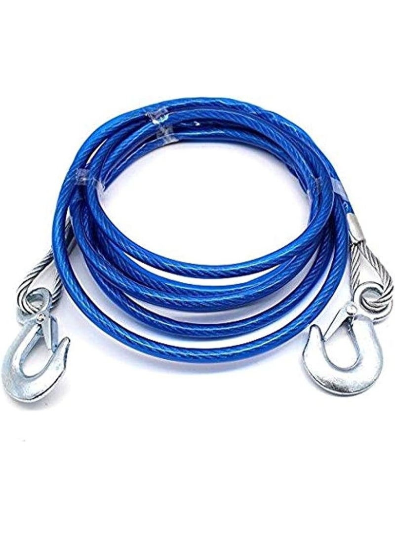 Heavy Duty Emergency Steel Wire Tow Rope with Hooks - 4 Meters, 3 Tons (3000kg) Capacity, 8mm Diameter - Image 3