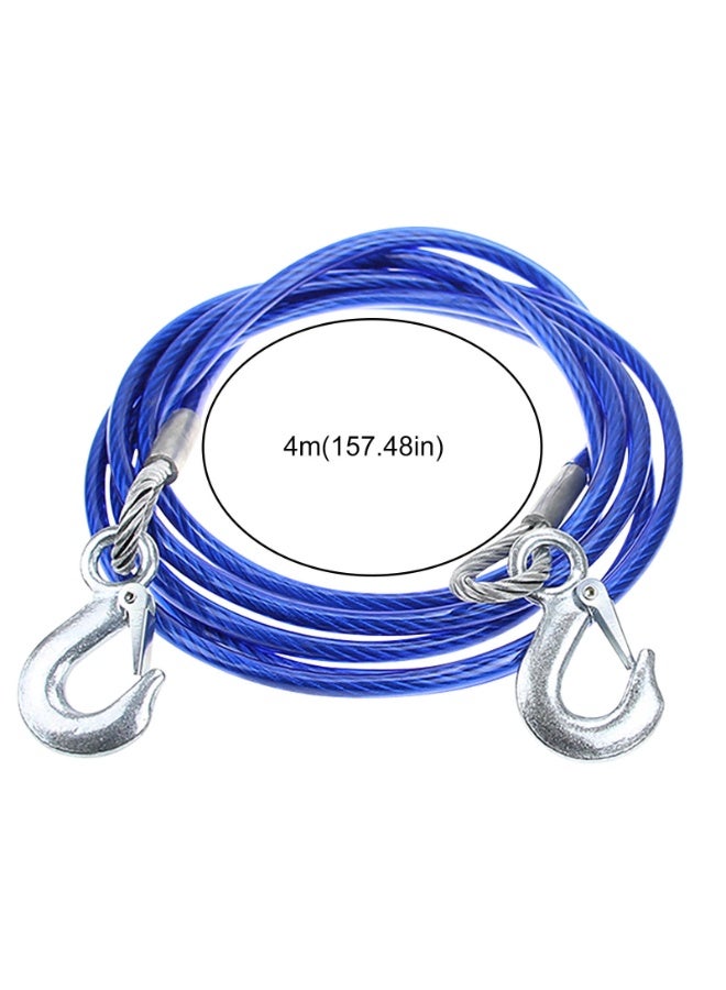 Heavy Duty Emergency Steel Wire Tow Rope with Hooks - 4 Meters, 3 Tons (3000kg) Capacity, 8mm Diameter - Image 2