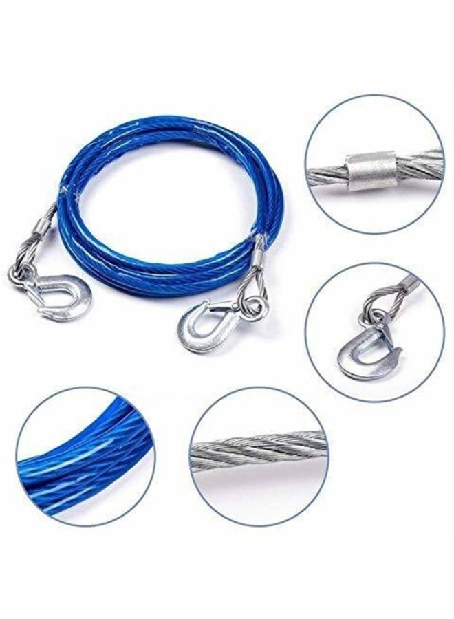 Heavy Duty Emergency Steel Wire Tow Rope with Hooks - 4 Meters, 3 Tons (3000kg) Capacity, 8mm Diameter - Image 1