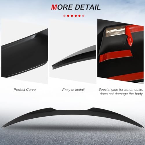 cciyu Highkick Rear Trunk Lip Spoiler Wing Fits for 2016-2021 for Chevrolet Malibu Racing Trunk Spoiler(ABS Glossy Black) - Image 3