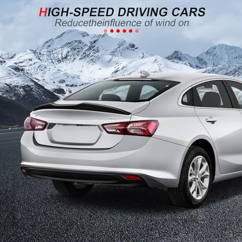 cciyu Highkick Rear Trunk Lip Spoiler Wing Fits for 2016-2021 for Chevrolet Malibu Racing Trunk Spoiler(ABS Glossy Black) - Image 2