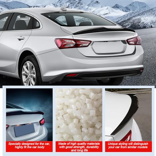 cciyu Highkick Rear Trunk Lip Spoiler Wing Fits for 2016-2021 for Chevrolet Malibu Racing Trunk Spoiler(ABS Glossy Black) - Image 5