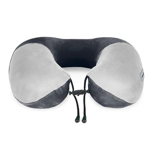 Nasher Miles 100% Pure Memory Foam Travel Neck Pillow, 360° Stable Neck Support with Snap-on Button (Black and Grey) - Image 3