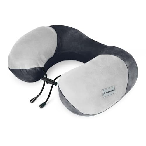 Nasher Miles 100% Pure Memory Foam Travel Neck Pillow, 360° Stable Neck Support with Snap-on Button (Black and Grey) - Image 2