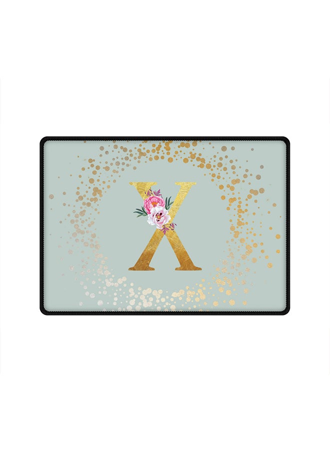 Stylizedd Designer Gaming Mouse Pad Anti-Skid Mousepad Large Keyboard Mouse Pad Desk Mat Custom Monogram Initial Letter Floral Pattern Alphabet - X(Light Grey)  - Image 1
