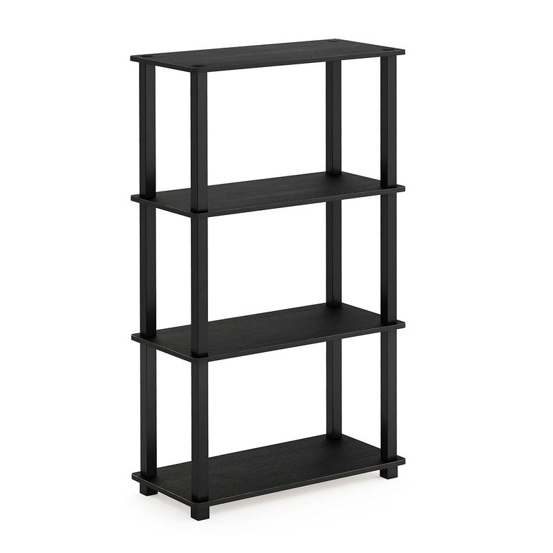 Furinno Furinno TurnNTube 4Tier Multipurpose Shelf Display Rack Square Tube AmericanoBlack