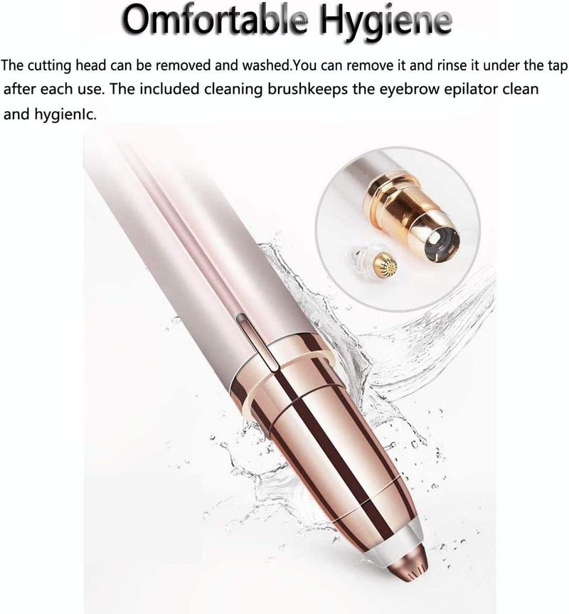 N.C CYY Eyebrow Hair Remover, Eyebrow Shaper for Women, Painless-Precision Eyebrow Trimmer Brows Epilator Eye Brow Facial Face Razor for Face Lips Nose Facial Hair Removal with LED Light (White) - Image 3