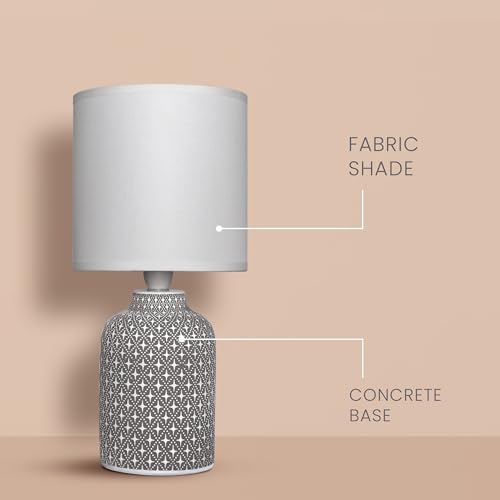 MAGIK Moroccan Hue Decorative Table Lamp (Grey) | Concrete Base with Off-White Fabric Shade | Includes 5W LED Bulb | E14 Holder | Ambient Lighting for Bedroom, Living Room & Office | 1.3m Cord - Image 4
