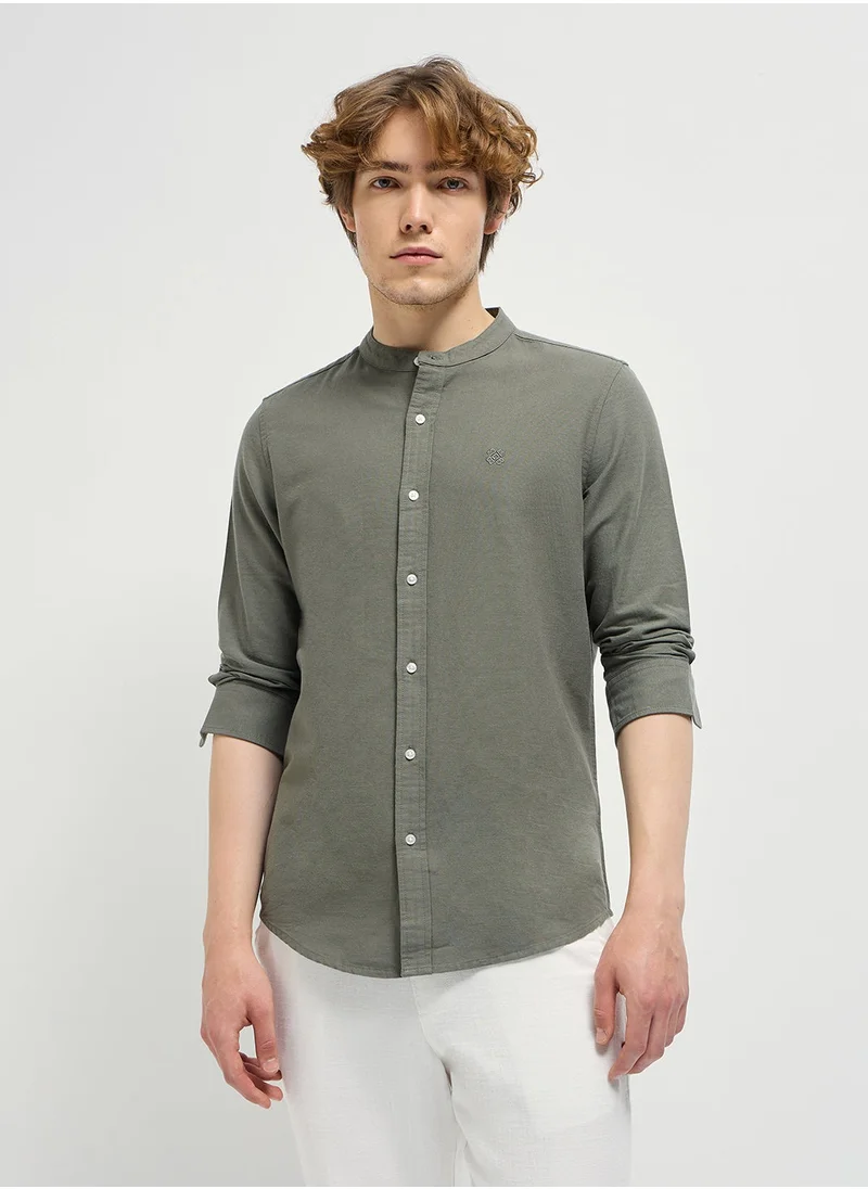 THE BEAR HOUSE Cotton Shirt for Men | Slim Fit, Long Sleeve, Casual or Formal Button-Down | Soft, Breathable Fabric for Work, Everyday, & All-Season Wear in Stylish