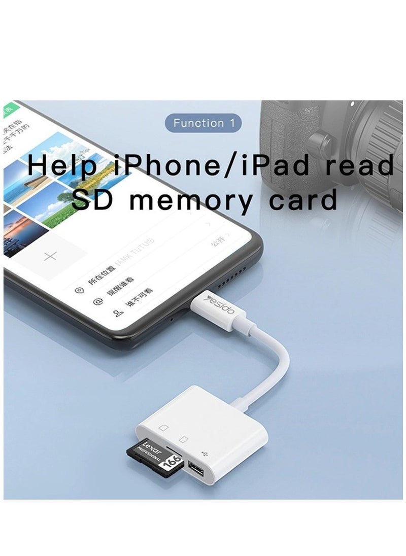Yesido - Yesido GS11 2 in 1 Multi-Function TF Card + SD Card to 8 Pin Converter Adapter - Image 1