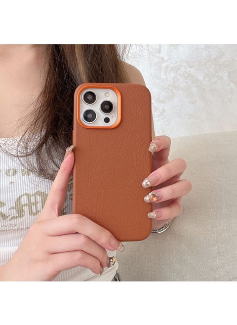 Niche Ins Premium Retro Leather IPhone14pro Max Apple 15 Mobile Phone Case 13 Magnetic Shell-color:XYM Love Horsehide Brown-Applicable Models:13 (without Packaging)