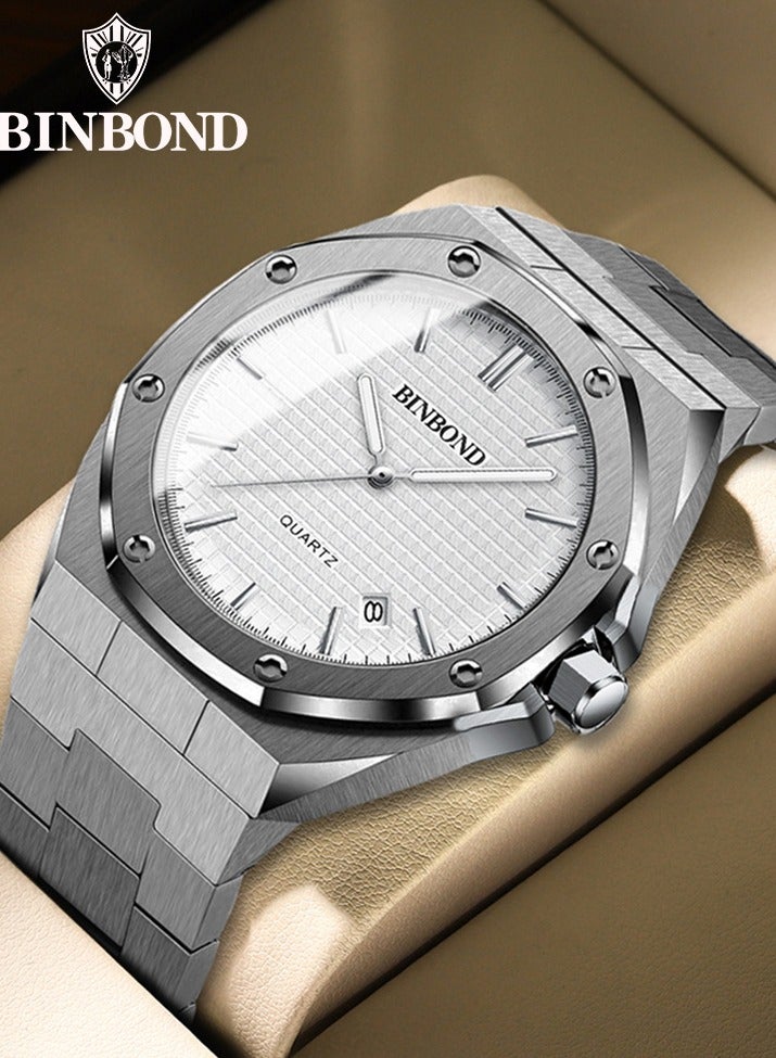 بينبوند ساعات رجالية كوارتز ساعة رجالية مقاومة للماء من الفولاذ المقاوم للصدأ ساعة رجالية كوارتز للأعمال - Image 3