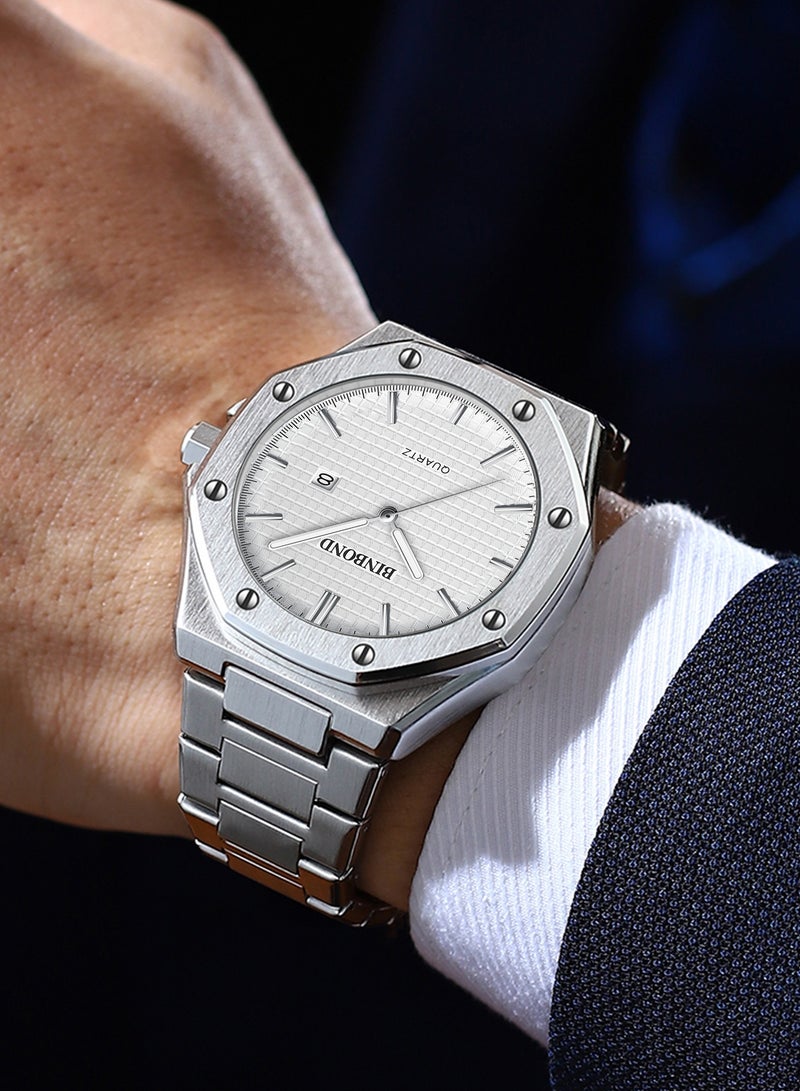 بينبوند ساعات رجالية كوارتز ساعة رجالية مقاومة للماء من الفولاذ المقاوم للصدأ ساعة رجالية كوارتز للأعمال - Image 2