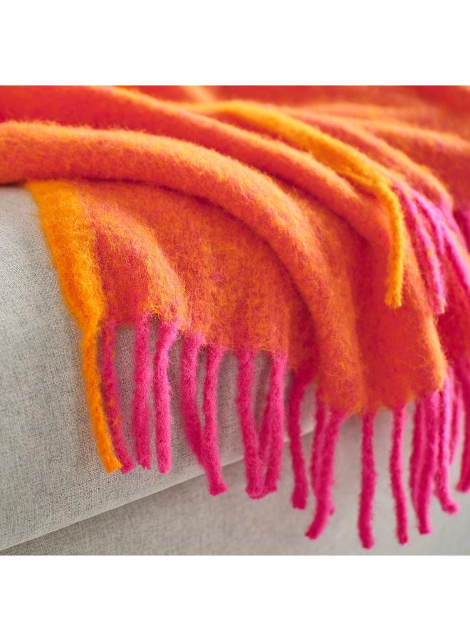 Green Tiger Throw, orange/bright pink, 130x170 cm - Image 2