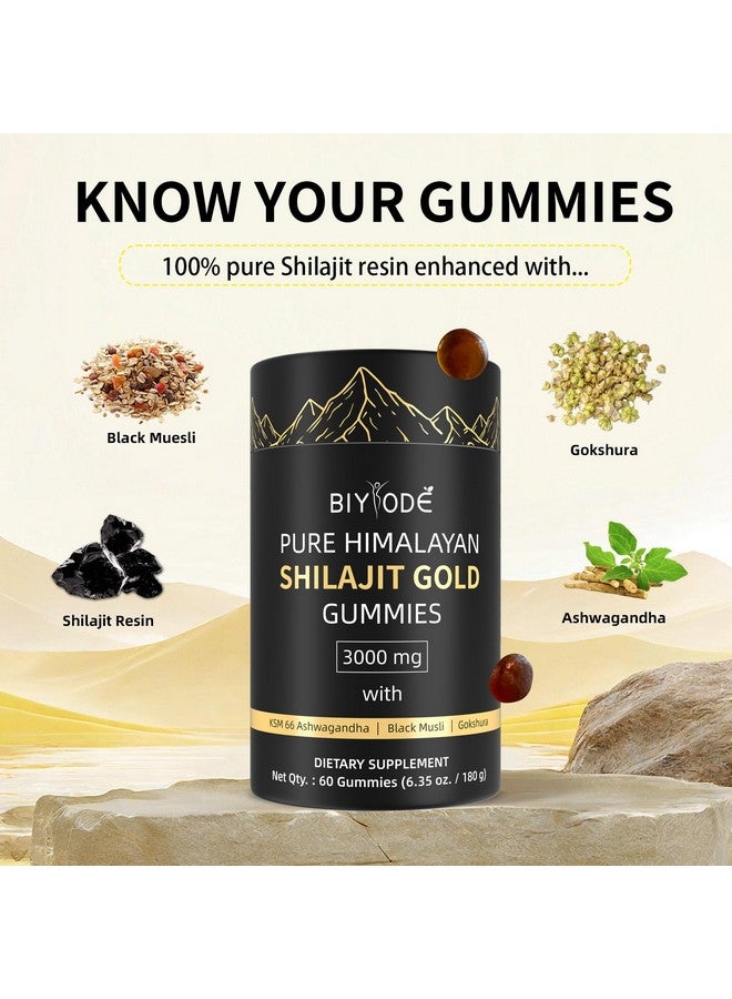 BIYODE جيلي شيلجيت من بيود: شيلجيت هيمالايا النقي الغني بالأشواغاندا والجولشورا وحمض الفولفيك 85 مغذيات دقيقة مناسب للرجال والنساء بدون سكر مضاف غير معدل وراثيًا 100% طبيعي عضوي 60 جيلي - Image 5