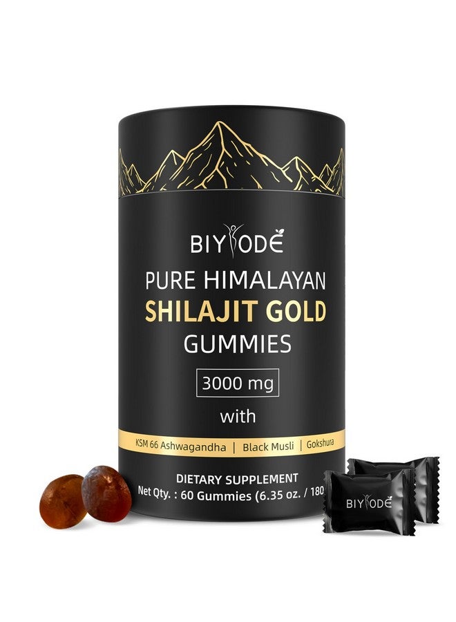 BIYODE جيلي شيلجيت من بيود: شيلجيت هيمالايا النقي الغني بالأشواغاندا والجولشورا وحمض الفولفيك 85 مغذيات دقيقة مناسب للرجال والنساء بدون سكر مضاف غير معدل وراثيًا 100% طبيعي عضوي 60 جيلي - Image 1
