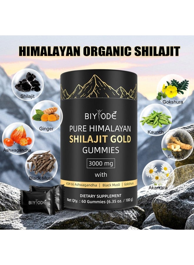 BIYODE جيلي شيلجيت من بيود: شيلجيت هيمالايا النقي الغني بالأشواغاندا والجولشورا وحمض الفولفيك 85 مغذيات دقيقة مناسب للرجال والنساء بدون سكر مضاف غير معدل وراثيًا 100% طبيعي عضوي 60 جيلي - Image 3