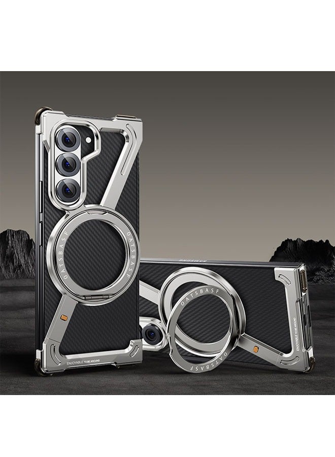 General Compatible with Samsung Z Fold 6 folding screen phone case metal bracket magnetic Z Fold 5 hollow phone case  - Image 1