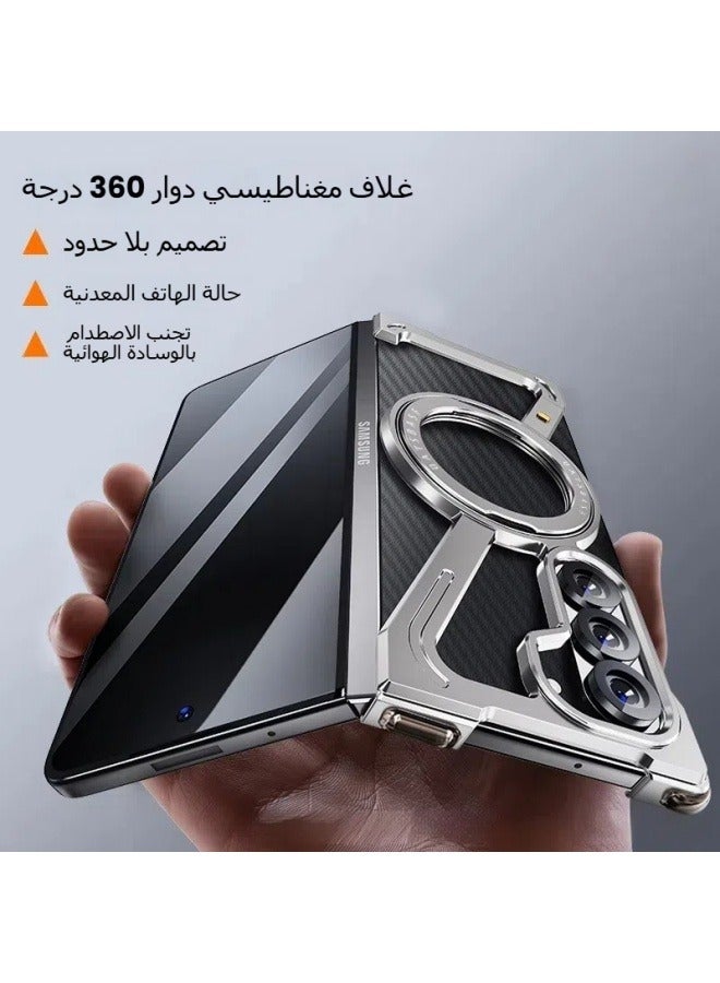 General Compatible with Samsung Z Fold 6 folding screen phone case metal bracket magnetic Z Fold 5 hollow phone case  - Image 2