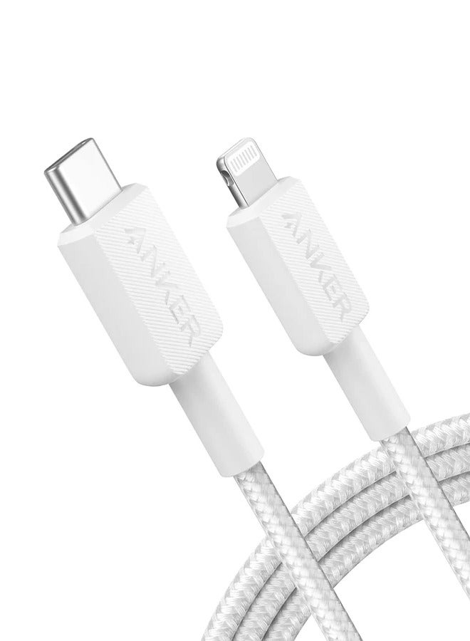 Anker Cable 322 USB-C to Lightning (3ft Braided) - White | A81B5H21 - Image 1
