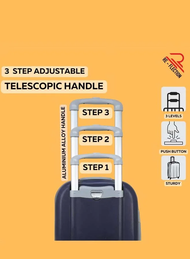 ريفلكشين REFLECTION Hard Luggage, Trolley Bag with PP Plastic Body with Soft 3 Level Adjustable Handle, Blue, 69 cm