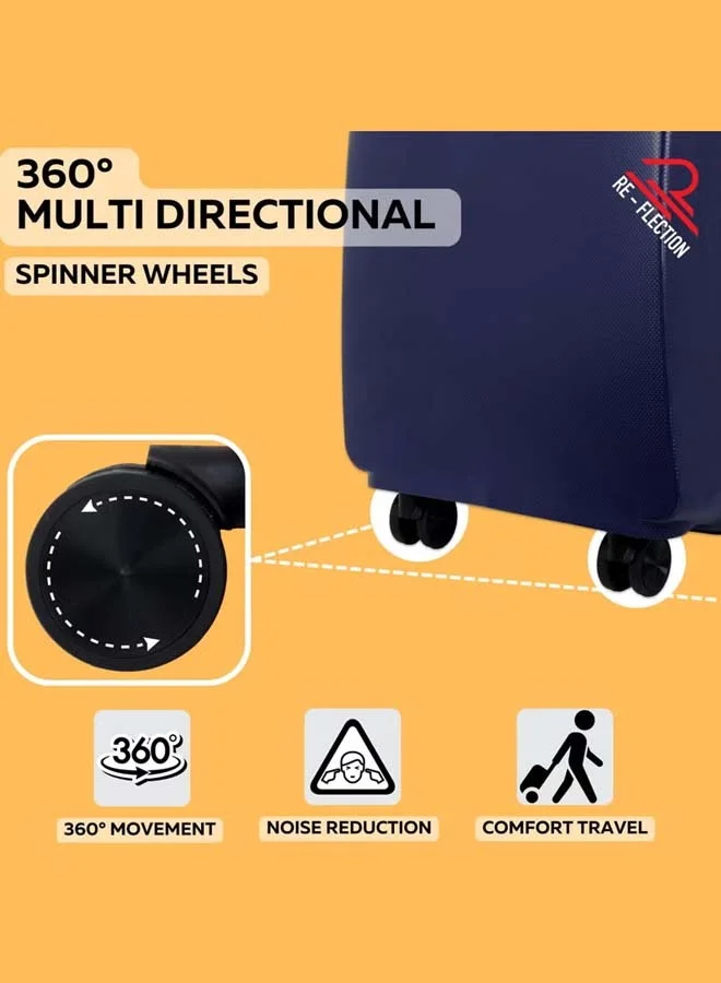 ريفلكشين REFLECTION Hard Luggage, Trolley Bag with PP Plastic Body with Soft 3 Level Adjustable Handle, Blue, 69 cm