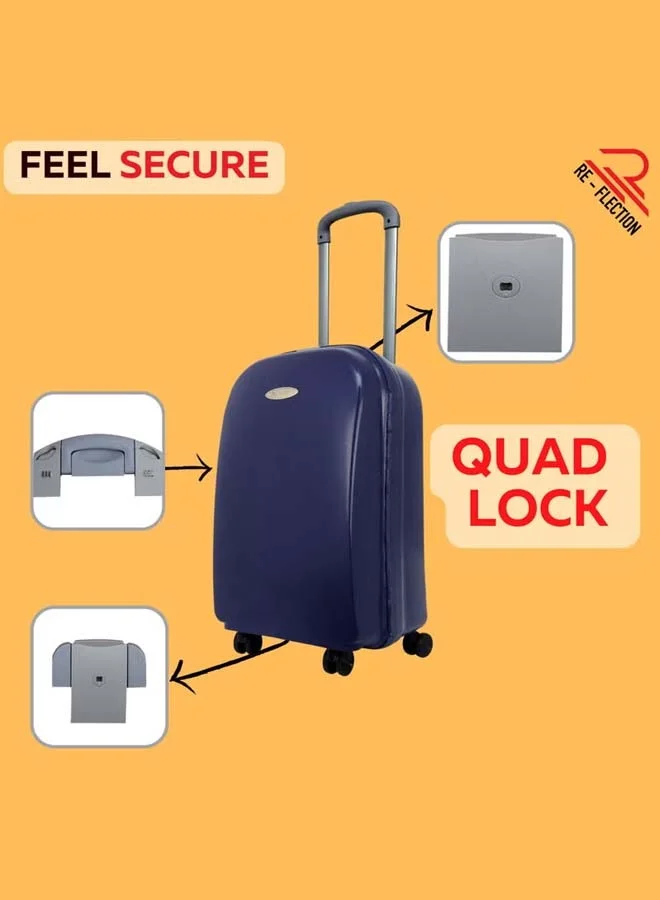 ريفلكشين REFLECTION Hard Luggage, Trolley Bag with PP Plastic Body with Soft 3 Level Adjustable Handle, Blue, 69 cm