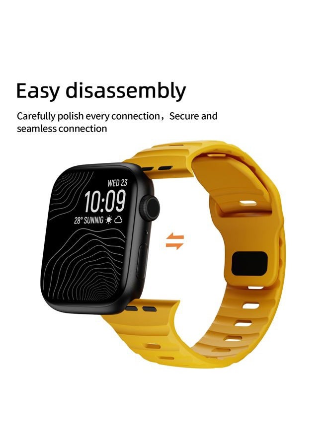 Sport Bands Compatible with Apple Watch Ultra Band 49mm 45mm 44mm 42mm 41mm 40mm 38mm,Men Women Soft Silicone Waterproof Strap for iWatch Series 8 7 6 5 4 3 2 SE Ultra (42/44/45/49mm, Orange yellow) - Image 4