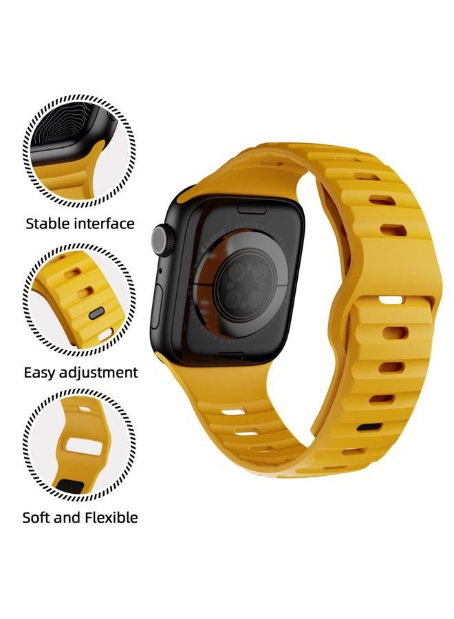 Sport Bands Compatible with Apple Watch Ultra Band 49mm 45mm 44mm 42mm 41mm 40mm 38mm,Men Women Soft Silicone Waterproof Strap for iWatch Series 8 7 6 5 4 3 2 SE Ultra (42/44/45/49mm, Orange yellow) - Image 2