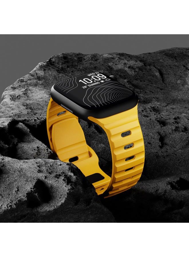 Sport Bands Compatible with Apple Watch Ultra Band 49mm 45mm 44mm 42mm 41mm 40mm 38mm,Men Women Soft Silicone Waterproof Strap for iWatch Series 8 7 6 5 4 3 2 SE Ultra (42/44/45/49mm, Orange yellow) - Image 3