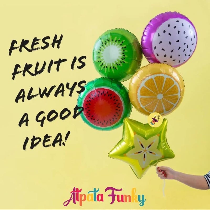 Atpata Funky 29pcs. Fruits Shape Foil Balloons Maha Combo of Sliced Orange and Watermelon with Pineapple, Banana & Grapes Fruit Shape Foil Balloons - Perfect for Summer Luau Parties and Celebrations - Image 2