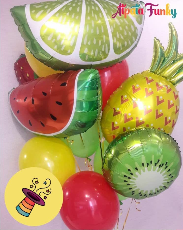 Atpata Funky 29pcs. Fruits Shape Foil Balloons Maha Combo of Sliced Orange and Watermelon with Pineapple, Banana & Grapes Fruit Shape Foil Balloons - Perfect for Summer Luau Parties and Celebrations - Image 4
