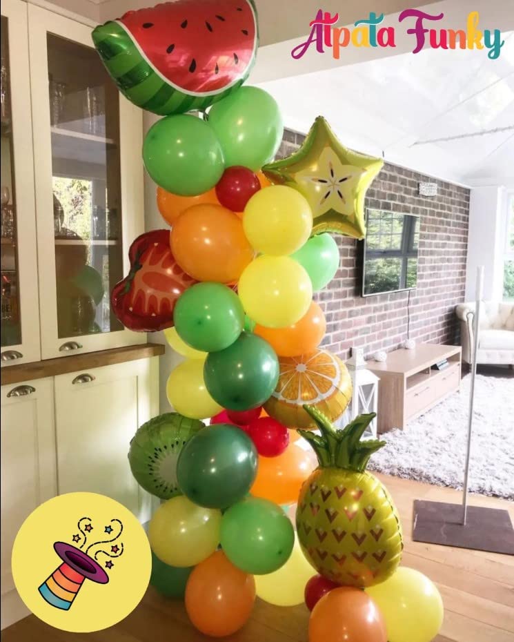 Atpata Funky 29pcs. Fruits Shape Foil Balloons Maha Combo of Sliced Orange and Watermelon with Pineapple, Banana & Grapes Fruit Shape Foil Balloons - Perfect for Summer Luau Parties and Celebrations - Image 3