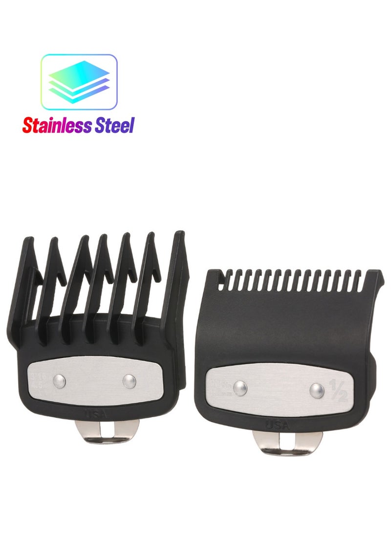 NIBEMINENT 2-Piece Electric Hair Trimmer Cutting Guide Comb Set Black/Silver - Image 1