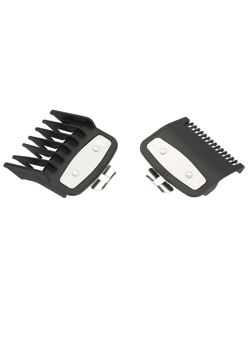 NIBEMINENT 2-Piece Electric Hair Trimmer Cutting Guide Comb Set Black/Silver - Image 2