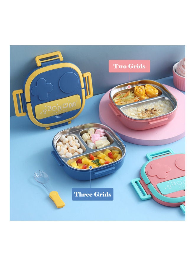 NIBEMINENT Lunch Box With Fork 2 Compartment Blue 17.80*6.00*17.80cm - Image 5