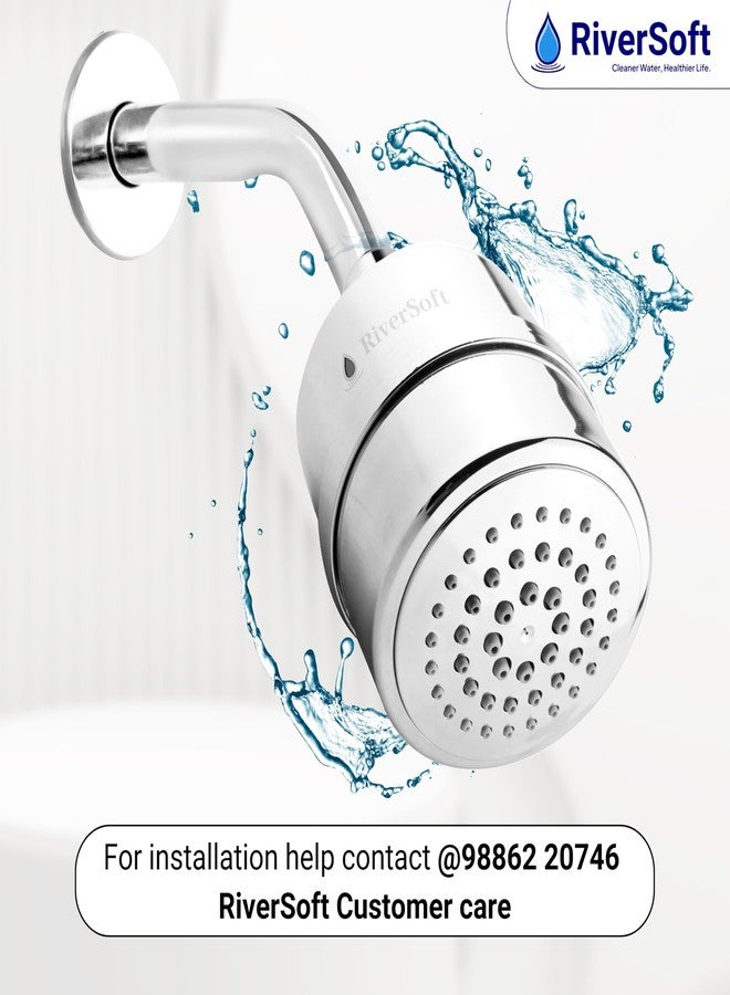 RiverSoft DIVA-01 shower filter for hard water with 15 stages with extra cartridge | Water Softener for Bathroom (Chrome, Pack of 1) - Image 4