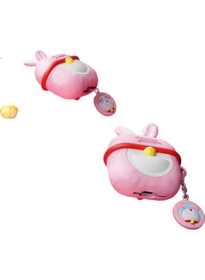 Rock Doraemon Compatible With Airpods 4 Protective Case Airpods 4Th Generation Earphone Cover Apple Earphone Case Full Coverage Silicone Shockproof Dustproof Cartoon Cute Soft Shell Pink - Image 2