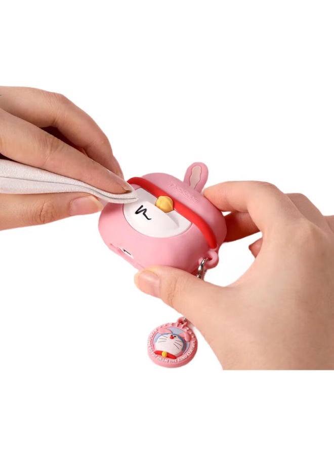 Rock Doraemon Compatible With Airpods 4 Protective Case Airpods 4Th Generation Earphone Cover Apple Earphone Case Full Coverage Silicone Shockproof Dustproof Cartoon Cute Soft Shell Pink - Image 1