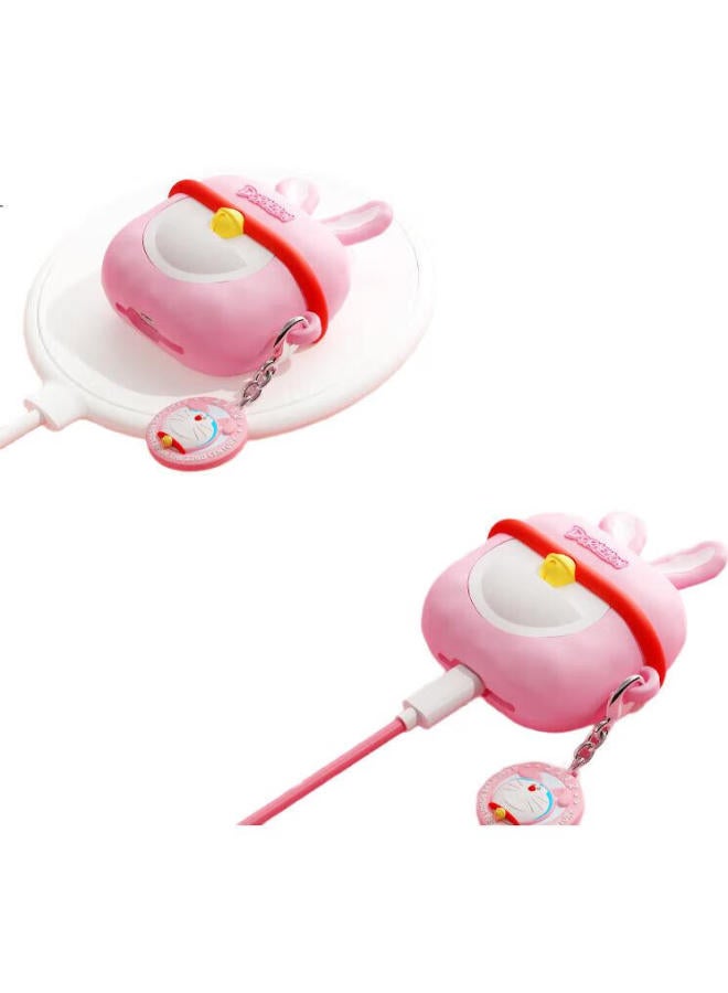 Rock Doraemon Compatible With Airpods 4 Protective Case Airpods 4Th Generation Earphone Cover Apple Earphone Case Full Coverage Silicone Shockproof Dustproof Cartoon Cute Soft Shell Pink - Image 3