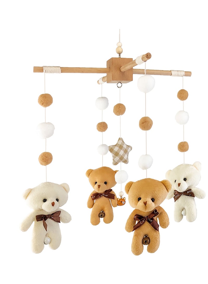 Adorable Bear Baby Crib Mobile with Rotating Toys, Macrame Tassels and Soothing Accessories for Nursery, Perfect for Boys and Girls  - Image 1